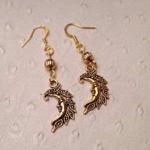 18K gold bead/moon earrings -  I love you to the moon and back! earrings